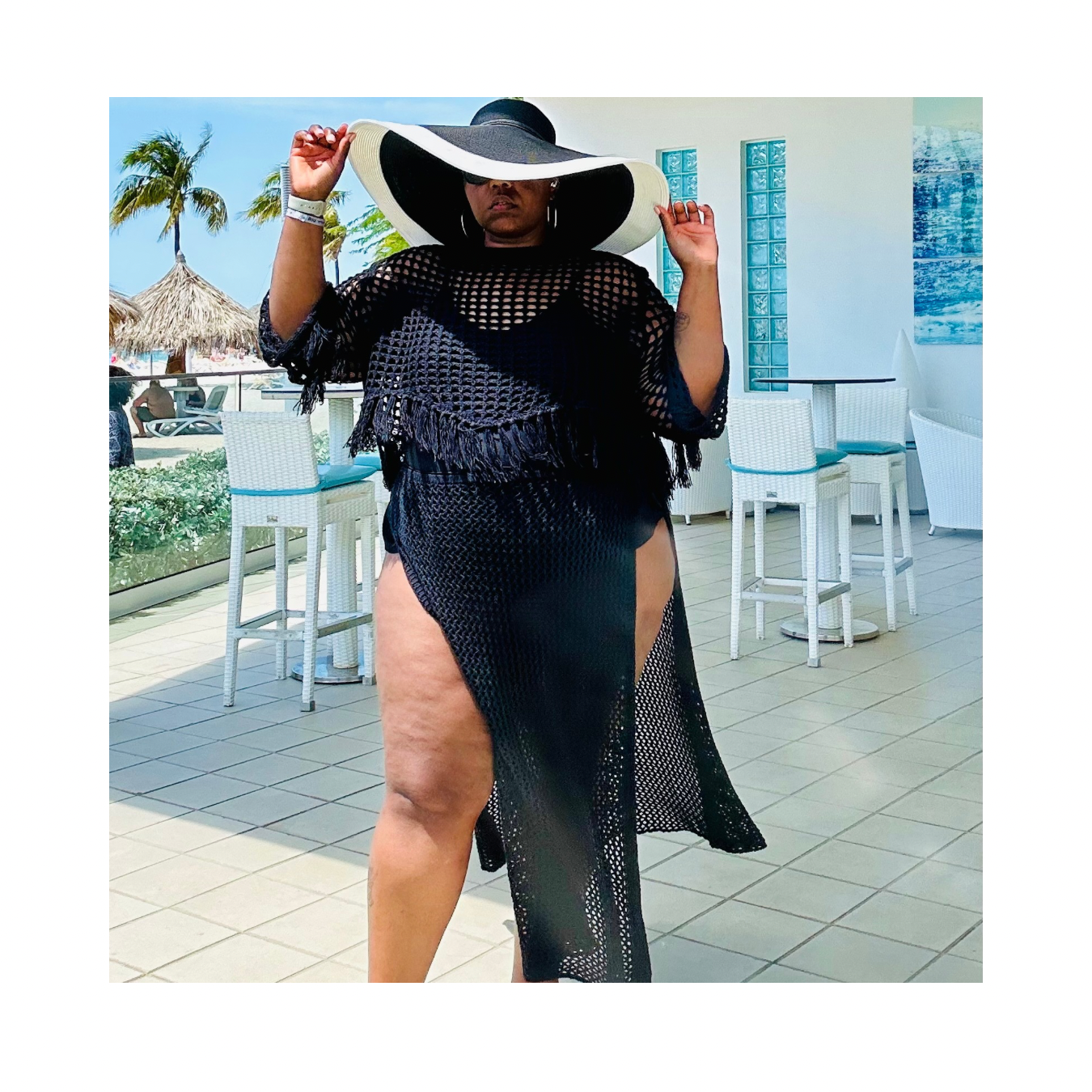 “Net Worth” Fringe Mesh Cover-Up Set