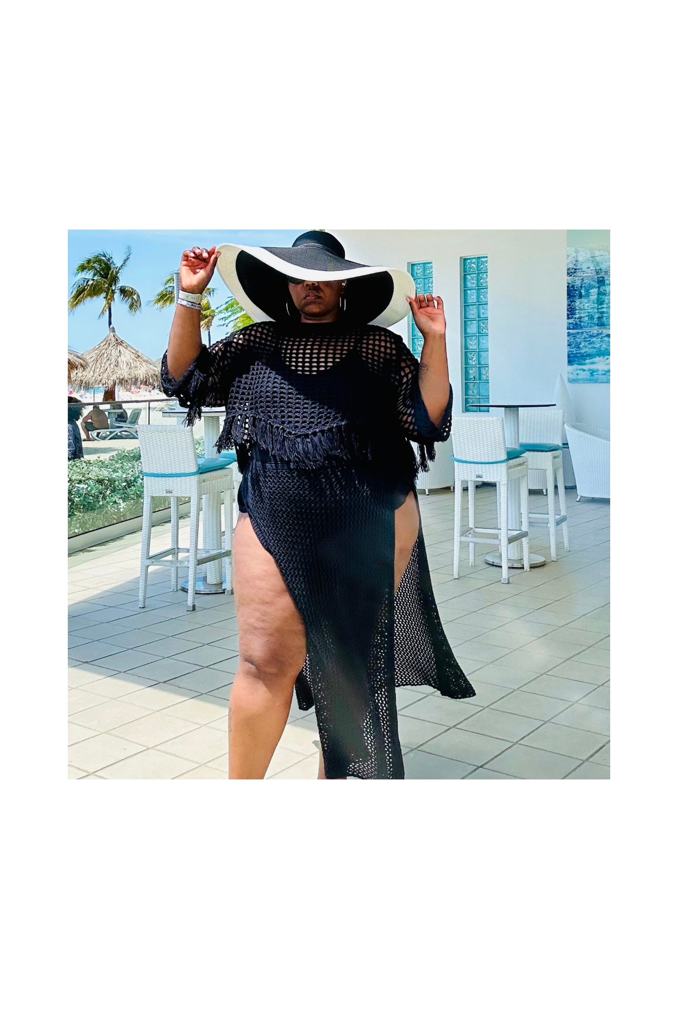 “Net Worth” Fringe Mesh Cover-Up Set