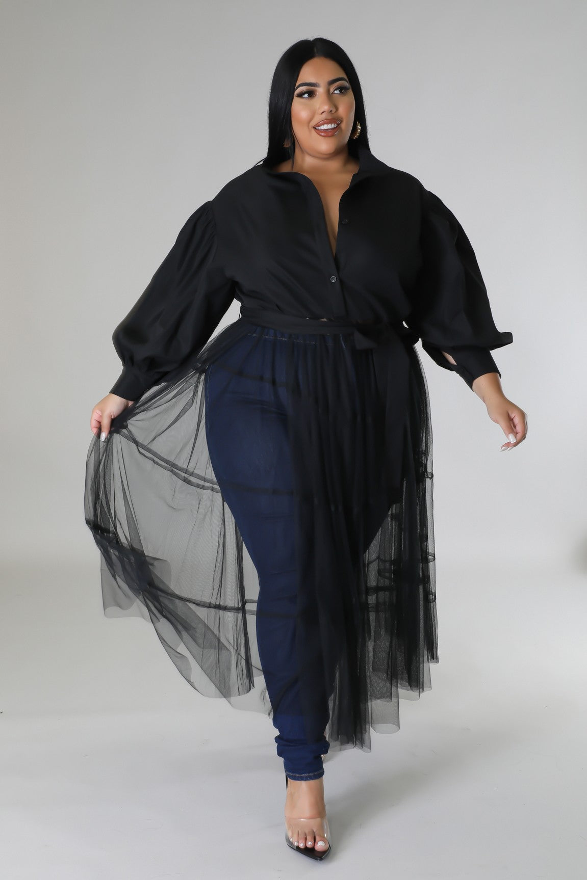 Dreamscape" Tulle Overlay Blous