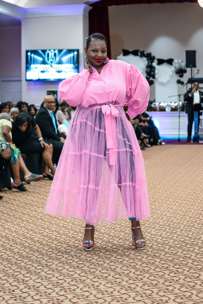 Dreamscape" Tulle Overlay Blous