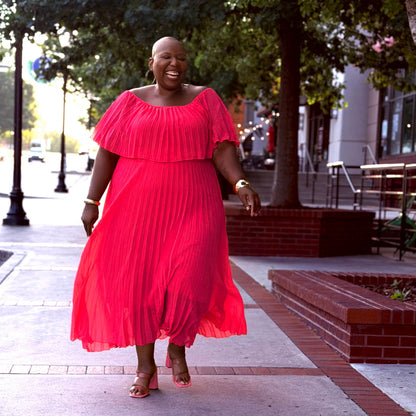 Radiant Grace Pleated Maxi Dress