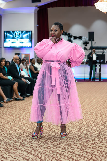 Dreamscape" Tulle Overlay Blous