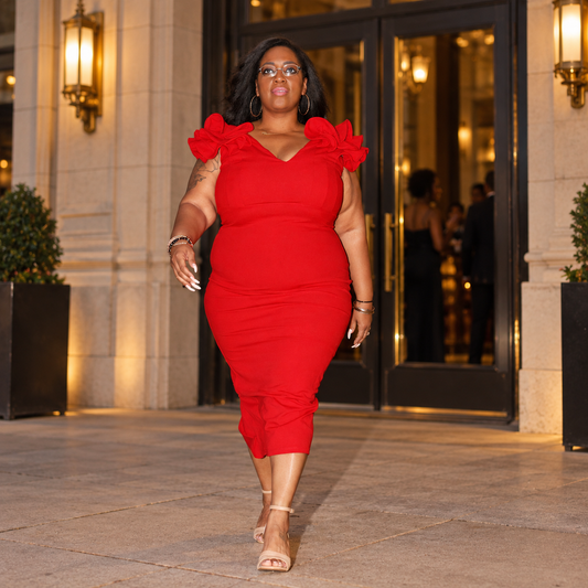 Red flower dress