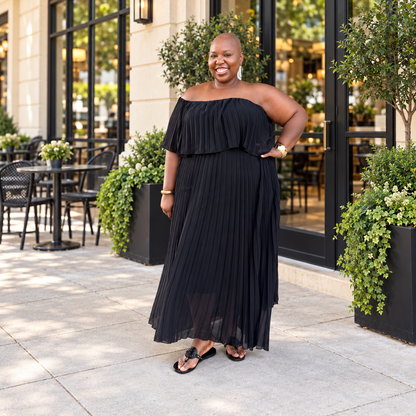 Radiant Grace Pleated Maxi Dress