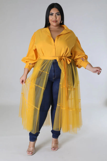 Dreamscape" Tulle Overlay Blous