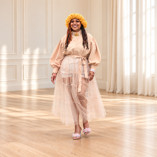 Dreamscape Tulle Overlay Blouse