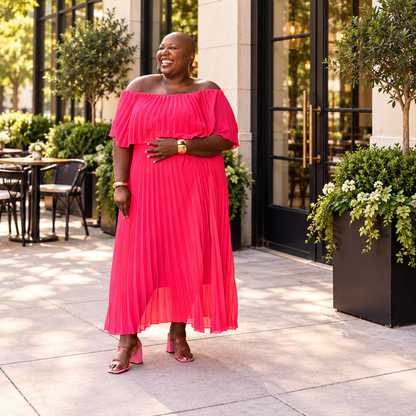 Radiant Grace Pleated Maxi Dress