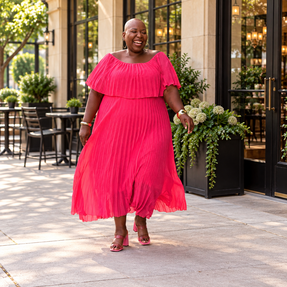 Radiant Grace Pleated Maxi Dress